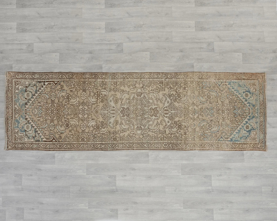Multicolor Turkish Oushak Rug 2'11" x 9'2" Hand-Knotted reverse