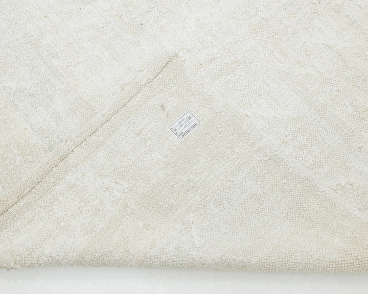 White Turkish Kilim Rug 9' x 12' 1" Flat-Weave | No. VR72338