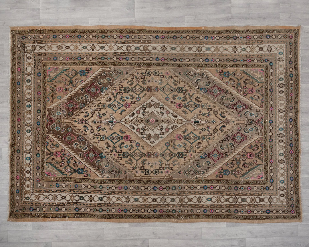 Multicolor Turkish Oushak Rug 6'10" x 9'10" Hand-Knotted | No. VR72505
