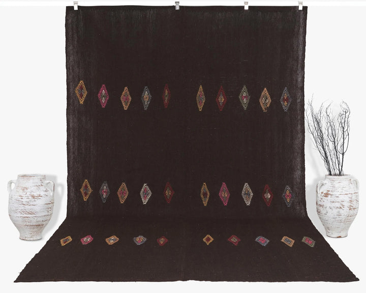 Brown Turkish Kilim Rug 7' 5" x 10' 7" Flat-Weave | No. VR72532