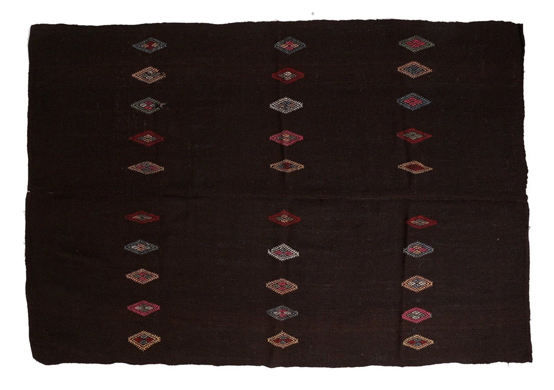 Brown Turkish Kilim Rug 7' 5" x 10' 7" Flat-Weave | No. VR72532