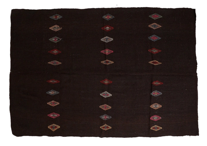 Brown Turkish Kilim Rug 7' 5" x 10' 7" Flat-Weave | No. VR72532