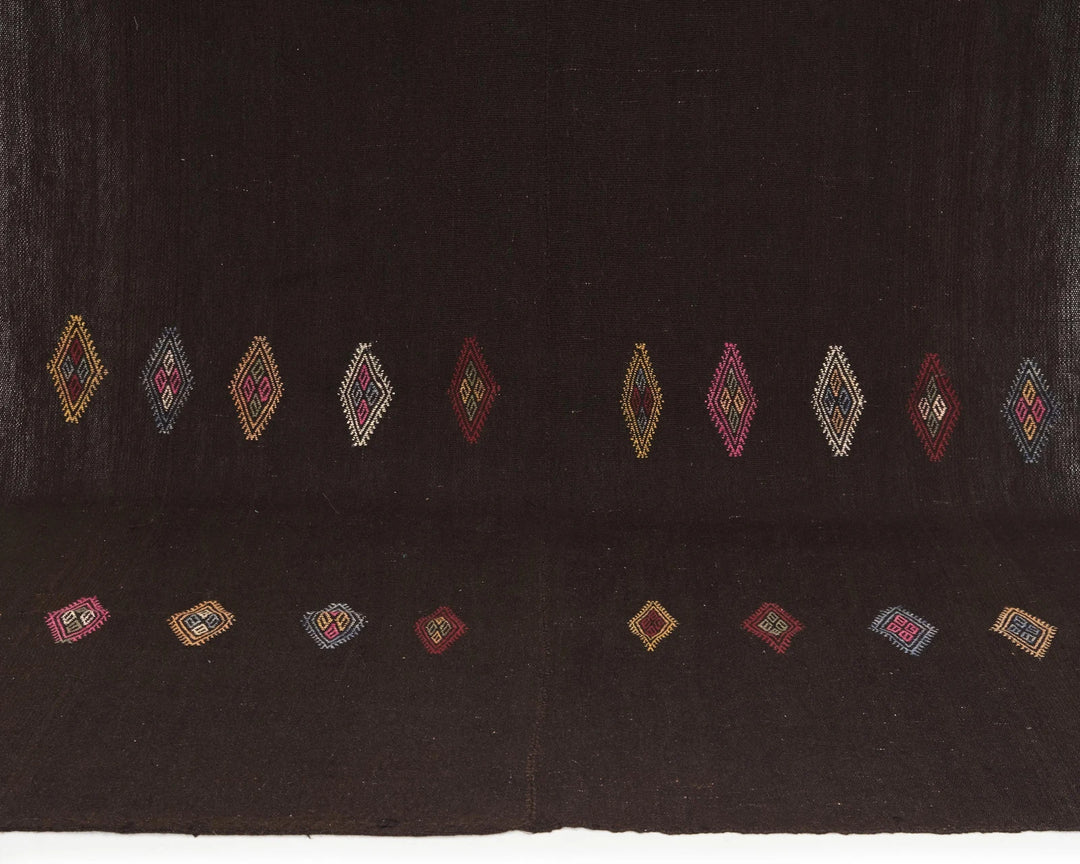 Brown Turkish Kilim Rug 7' 5" x 10' 7" Flat-Weave | No. VR72532