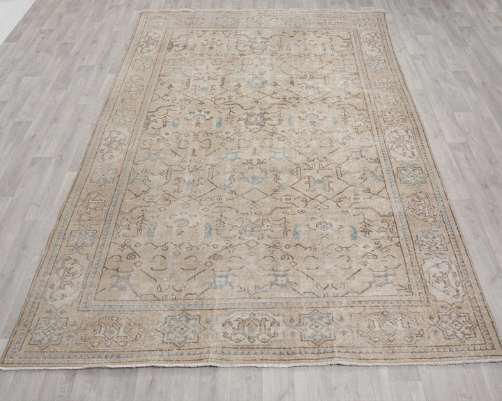 Beige Turkish Oushak Rug 6' 11" x 10' 1" Hand-Knotted | No. VR72551