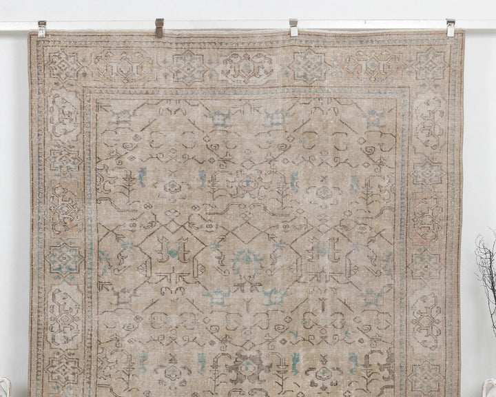 Beige Turkish Oushak Rug 6' 11" x 10' 1" Hand-Knotted | No. VR72551