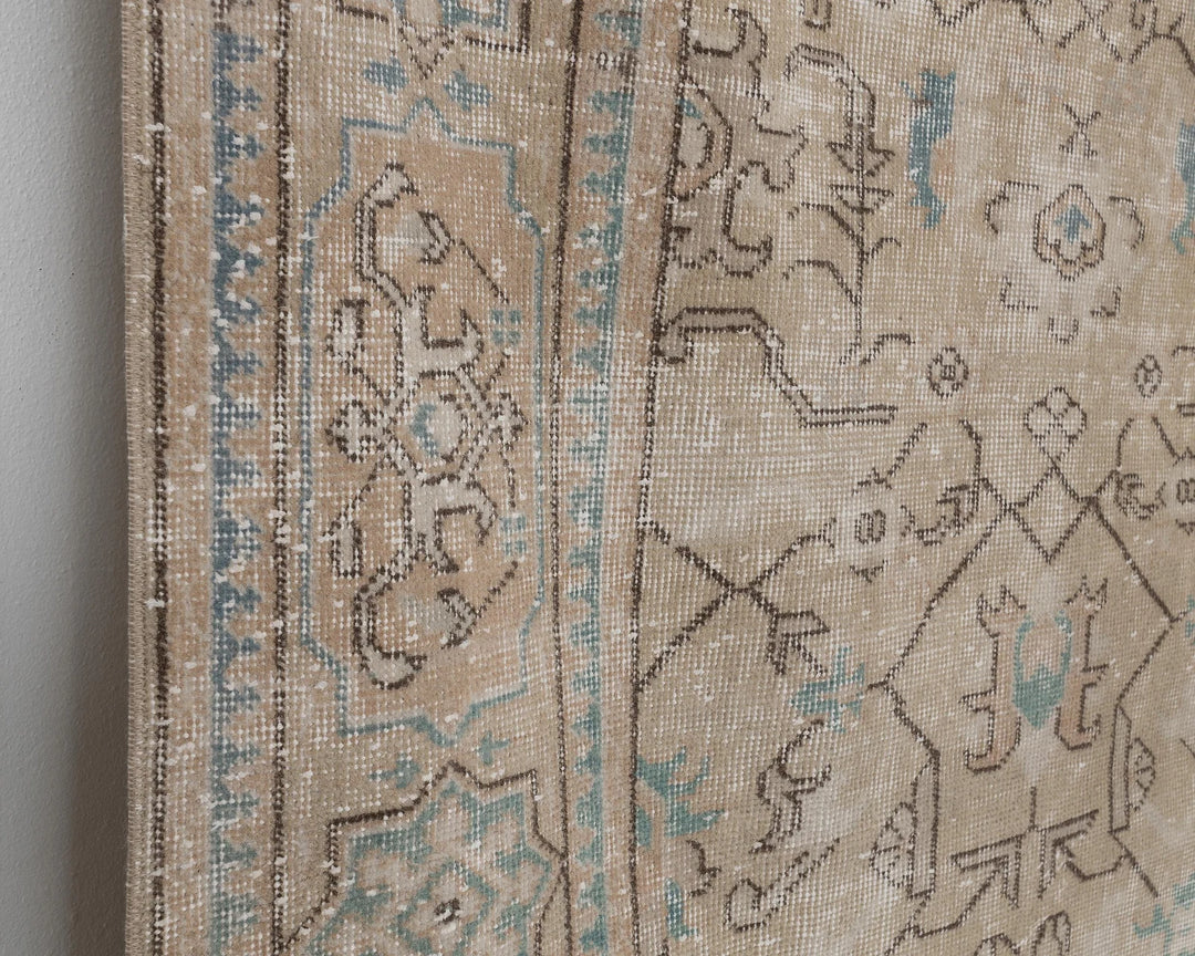 Beige Turkish Oushak Rug 6' 11" x 10' 1" Hand-Knotted | No. VR72551