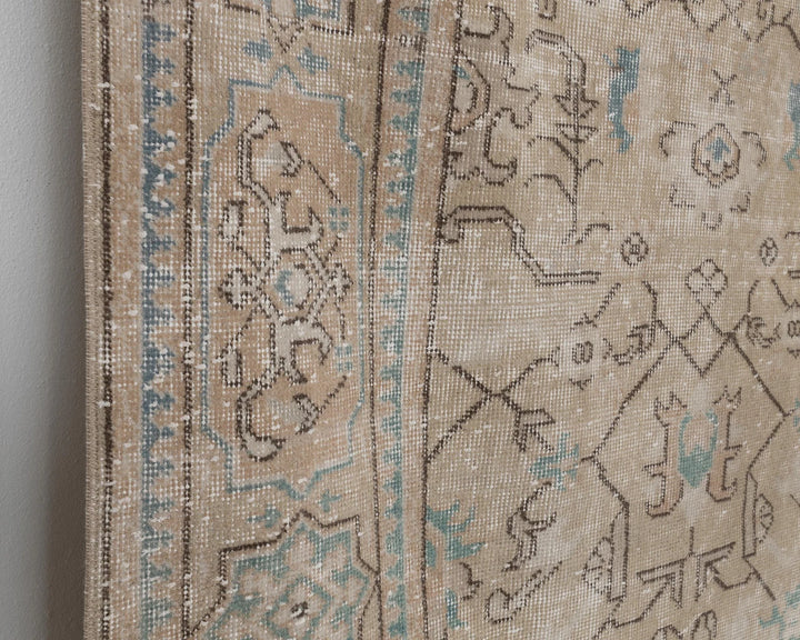 Beige Turkish Oushak Rug 6' 11" x 10' 1" Hand-Knotted | No. VR72551