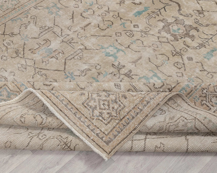 Beige Turkish Oushak Rug 6' 11" x 10' 1" Hand-Knotted | No. VR72551