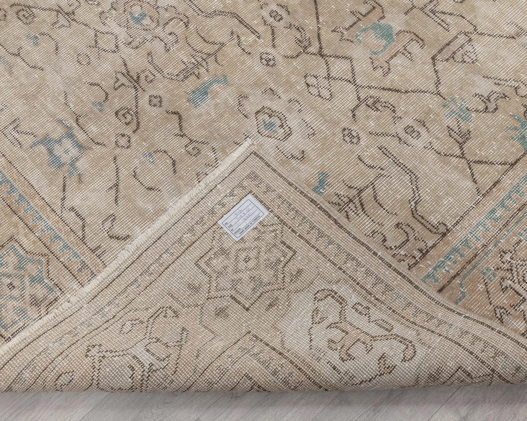Beige Turkish Oushak Rug 6' 11" x 10' 1" Hand-Knotted | No. VR72551