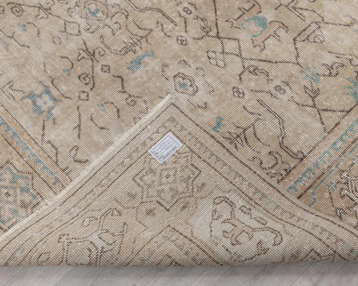 Beige Turkish Oushak Rug 6' 11" x 10' 1" Hand-Knotted | No. VR72551