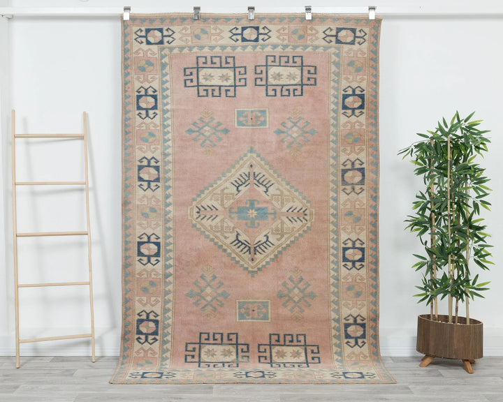 Beige Turkish Oushak Rug 4'11" x 7'11" Hand-Knotted | No. VR73000