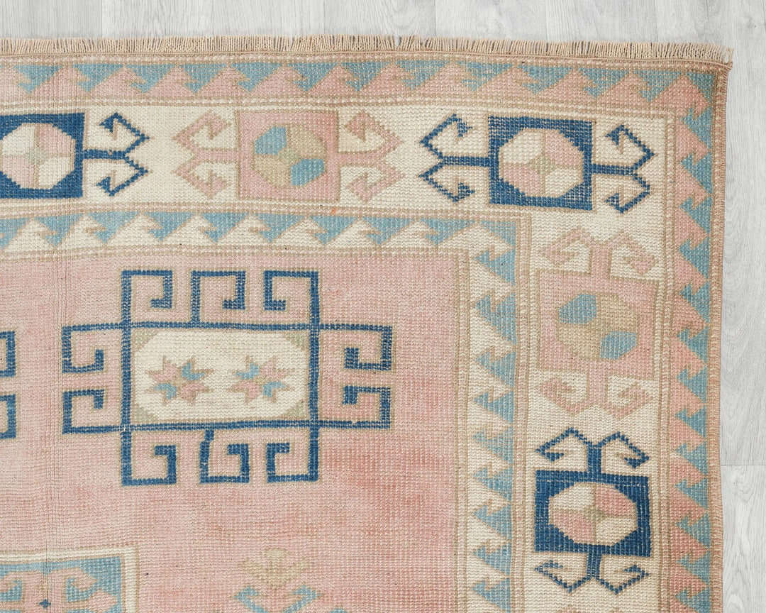 Beige Turkish Oushak Rug 4'11" x 7'11" Hand-Knotted | No. VR73000