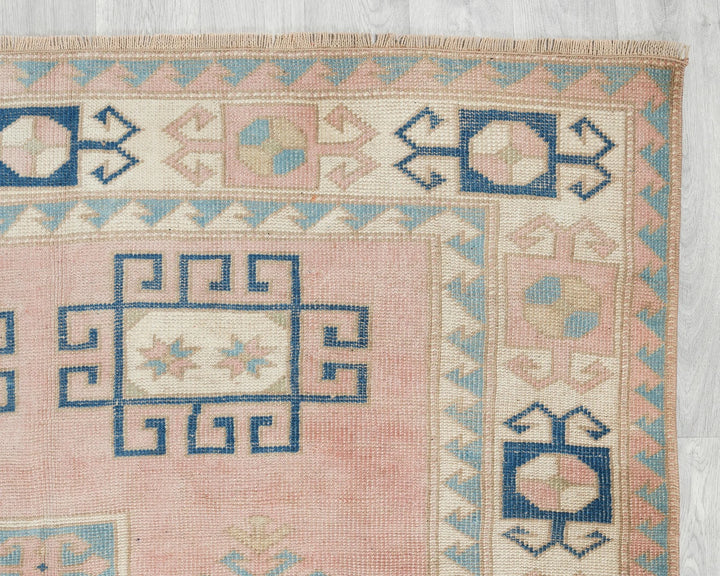 Beige Turkish Oushak Rug 4'11" x 7'11" Hand-Knotted | No. VR73000