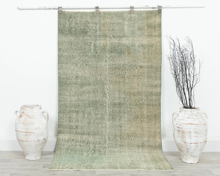 Green Turkish Oushak Rug 3'7" x 6'8" Hand-Knotted | No. VR73015