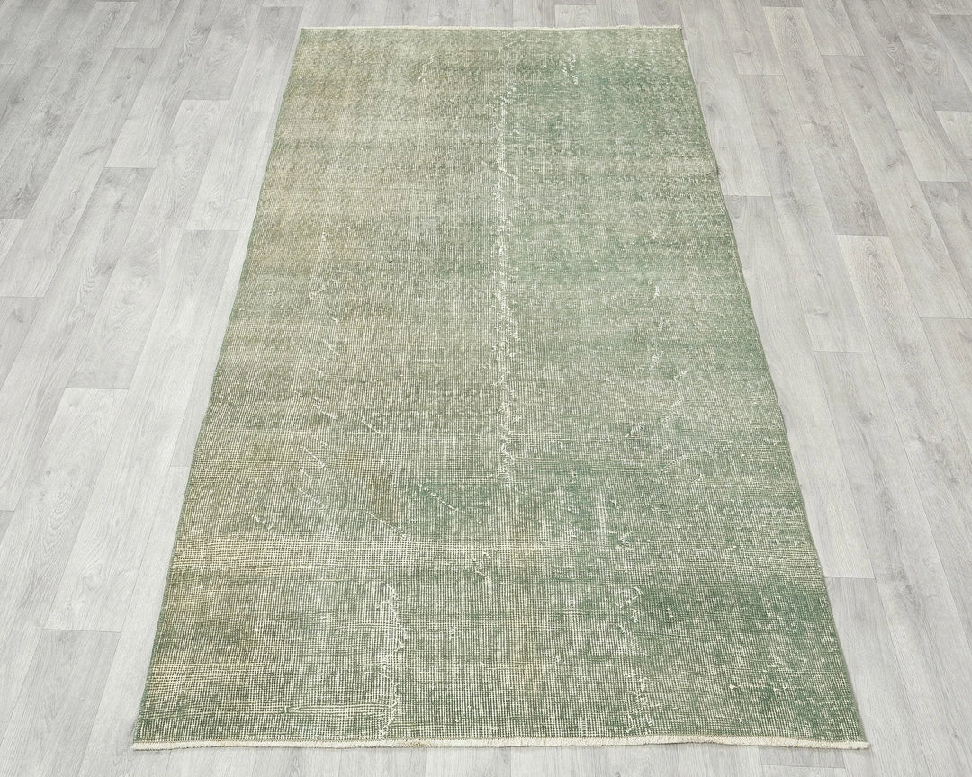 Green Turkish Oushak Rug 3'7" x 6'8" Hand-Knotted | No. VR73015