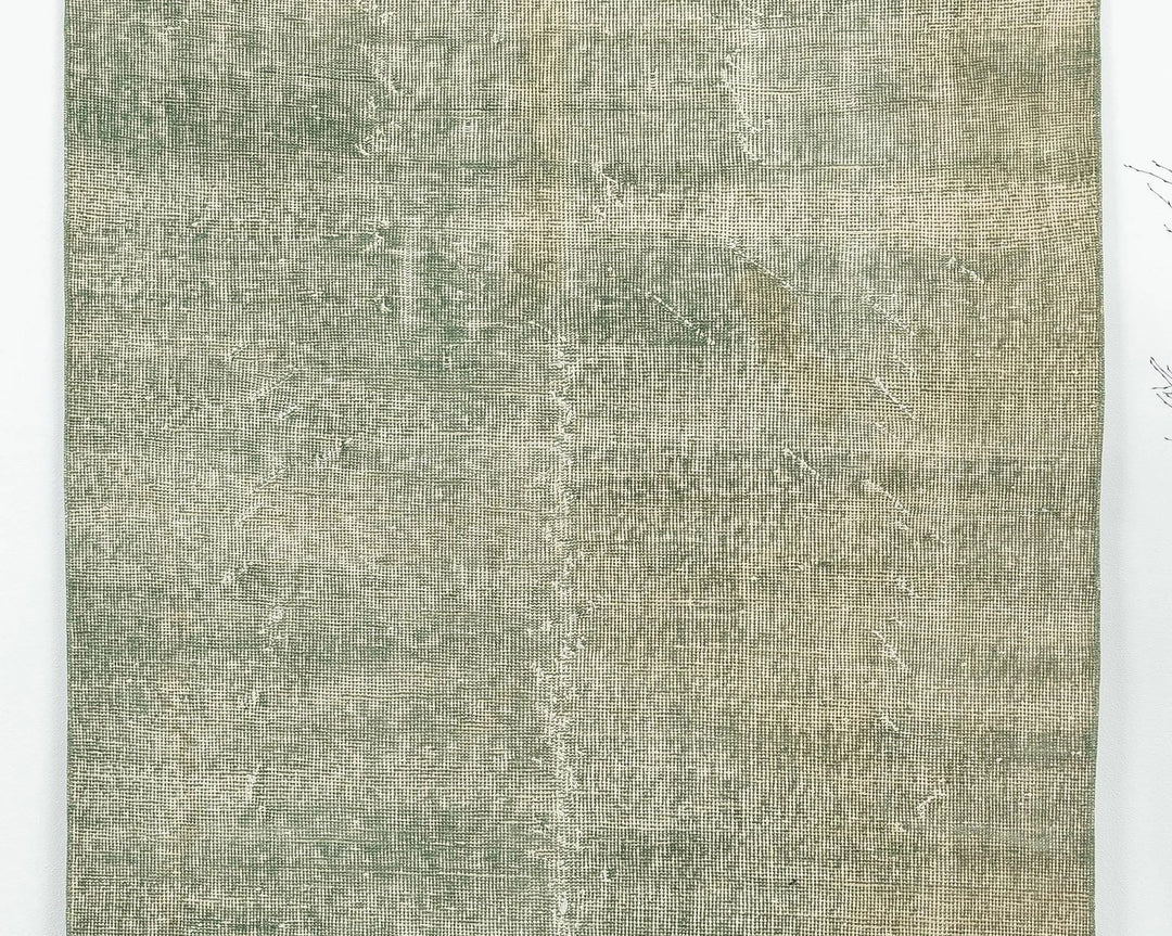 Green Turkish Oushak Rug 3'7" x 6'8" Hand-Knotted | No. VR73015
