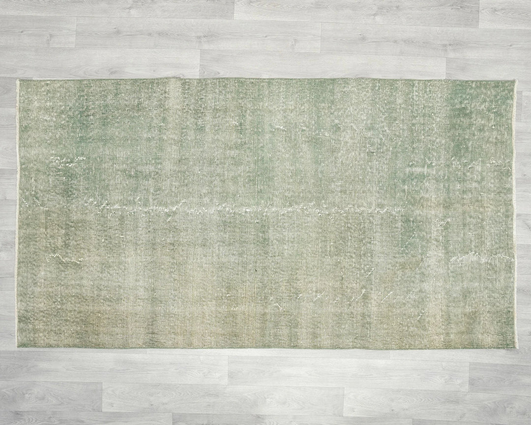 Green Turkish Oushak Rug 3'7" x 6'8" Hand-Knotted | No. VR73015