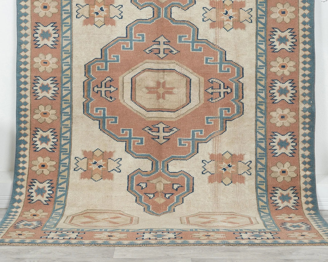 Pink Turkish Oushak Rug 4'6" x 6'7" Hand-Knotted | No. VR73163