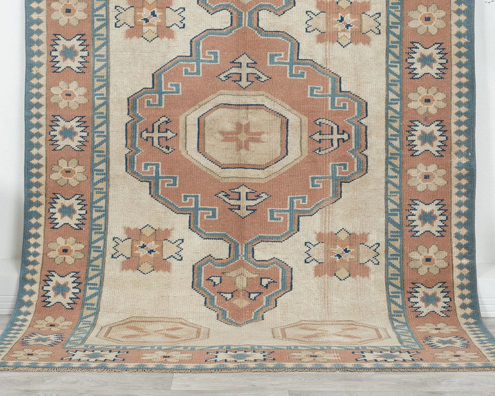 Pink Turkish Oushak Rug 4'6" x 6'7" Hand-Knotted | No. VR73163