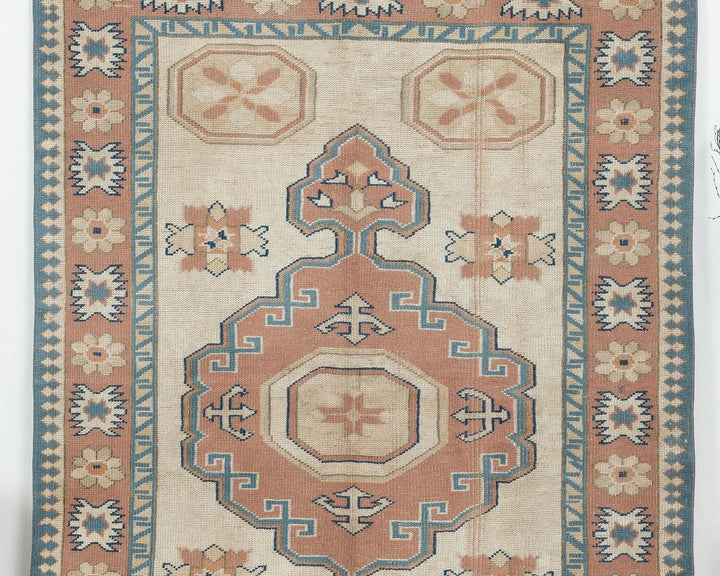 Pink Turkish Oushak Rug 4'6" x 6'7" Hand-Knotted | No. VR73163