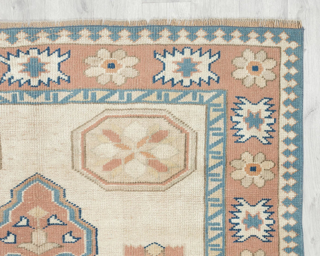Pink Turkish Oushak Rug 4'6" x 6'7" Hand-Knotted | No. VR73163