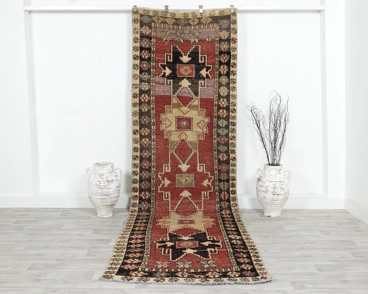 Multicolor Turkish Oushak Rug 3'9" x 11'10" Hand-Knotted | No. VR73229
