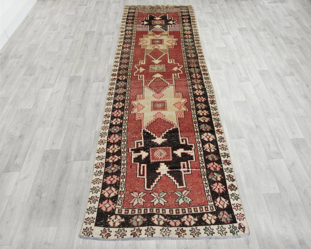 Multicolor Turkish Oushak Rug 3'9" x 11'10" Hand-Knotted | No. VR73229