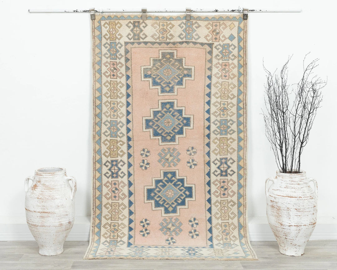 Pink Turkish Oushak Rug 3'7" x 6' Hand-Knotted | No. VR73272