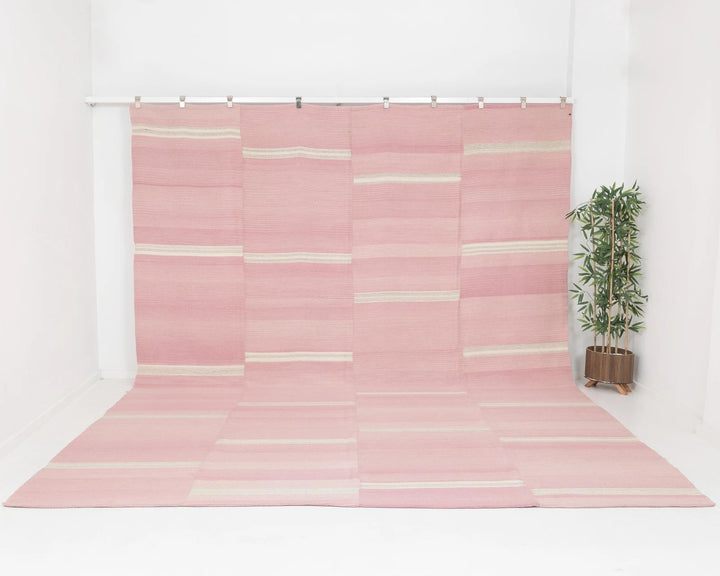 Pink Turkish Kilim Rug 10' 6" x 13' 1" Flat-Weave | No. VR73543