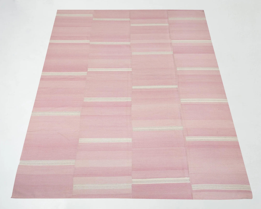Pink Turkish Kilim Rug 10' 6" x 13' 1" Flat-Weave | No. VR73543