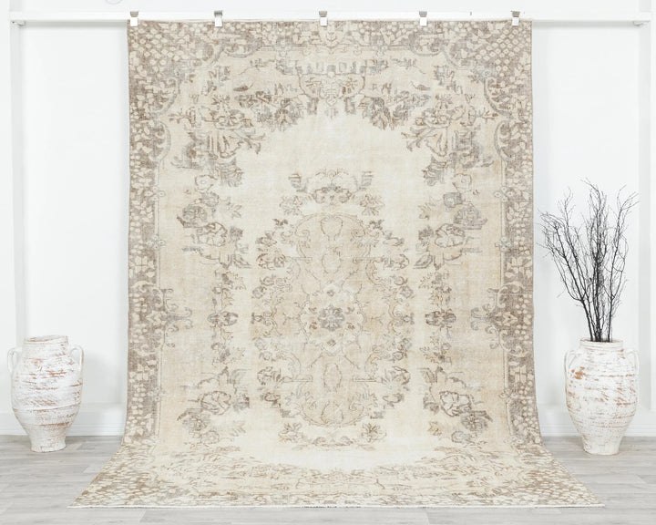 Multicolor Turkish Oushak Rug 6'5" x 9'9" Hand-Knotted