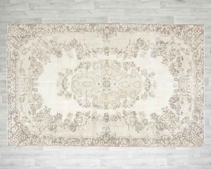 Multicolor Turkish Oushak Rug 6'5" x 9'9" Hand-Knotted reverse