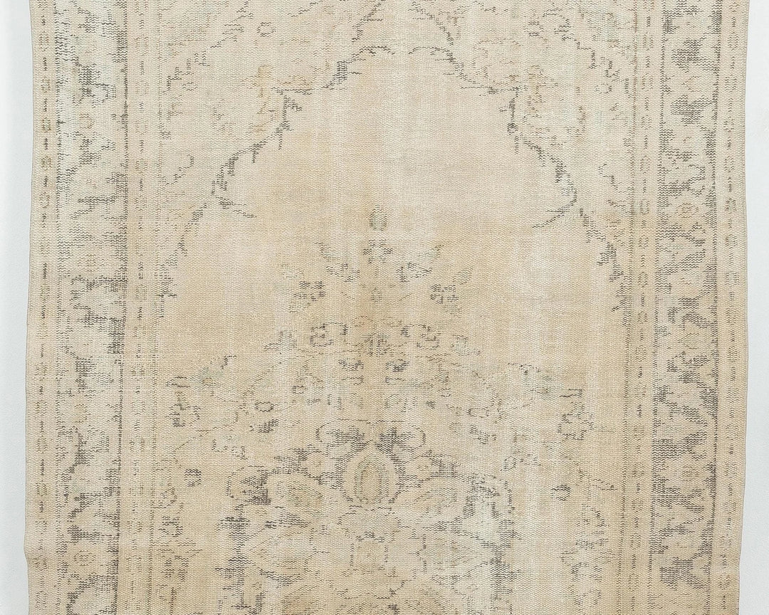 Beige Turkish Oushak Rug 5'5" x 9'4" Hand-Knotted | No. VR73733