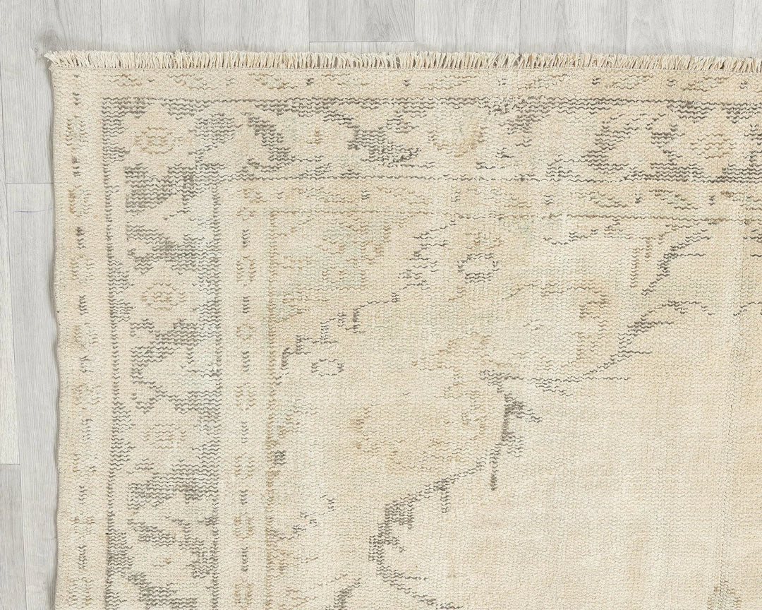 Beige Turkish Oushak Rug 5'5" x 9'4" Hand-Knotted | No. VR73733