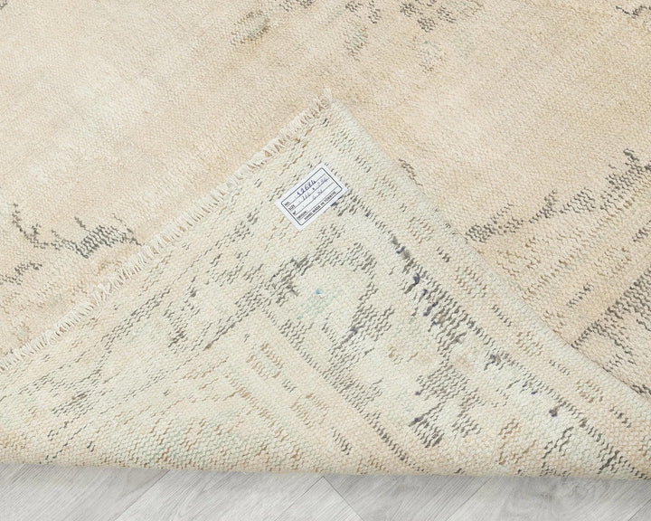 Beige Turkish Oushak Rug 5'5" x 9'4" Hand-Knotted | No. VR73733