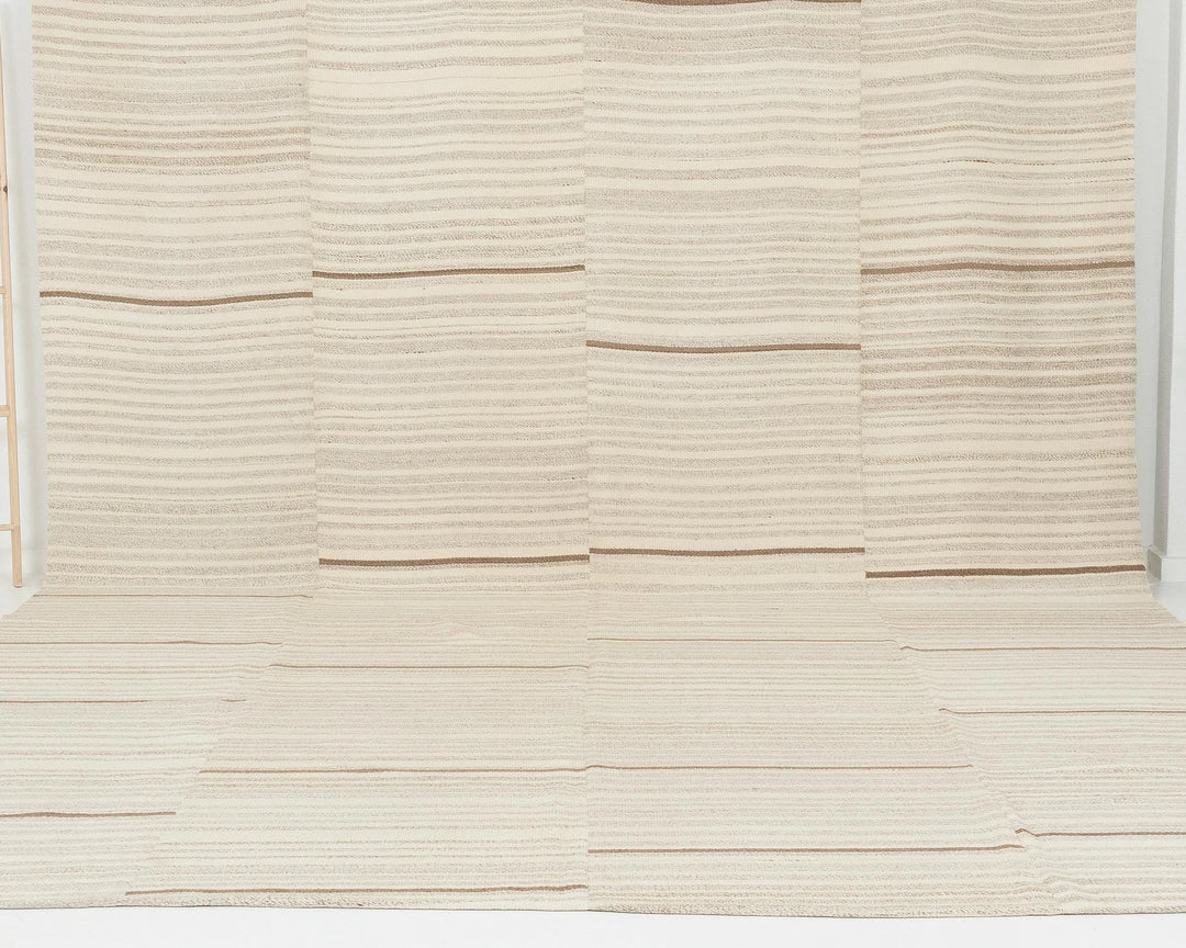 Beige Turkish Kilim Rug 9'6" x 12'10" Flat-Weave | No. VR73972