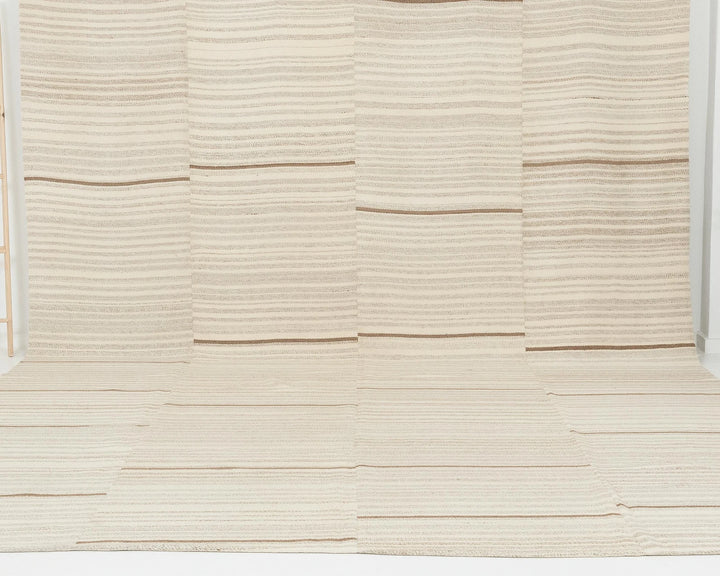 Beige Turkish Kilim Rug 9'6" x 12'10" Flat-Weave | No. VR73972