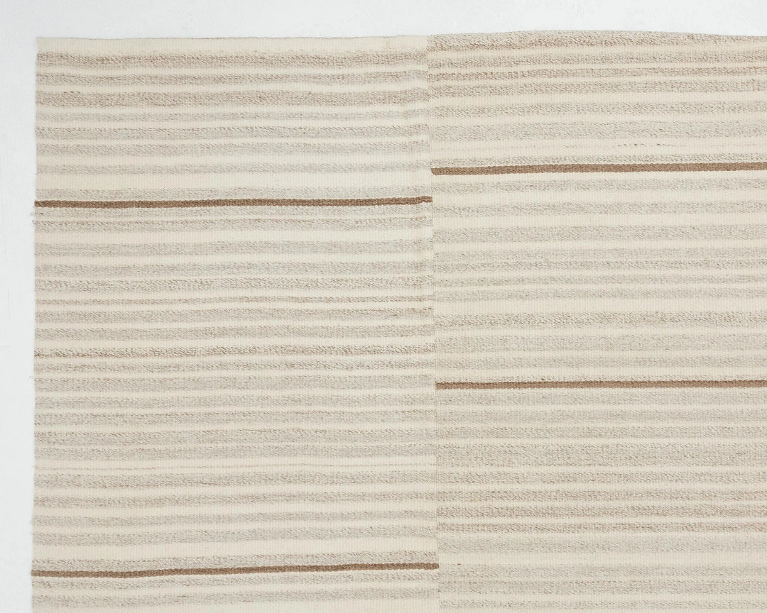Beige Turkish Kilim Rug 9'6" x 12'10" Flat-Weave | No. VR73972