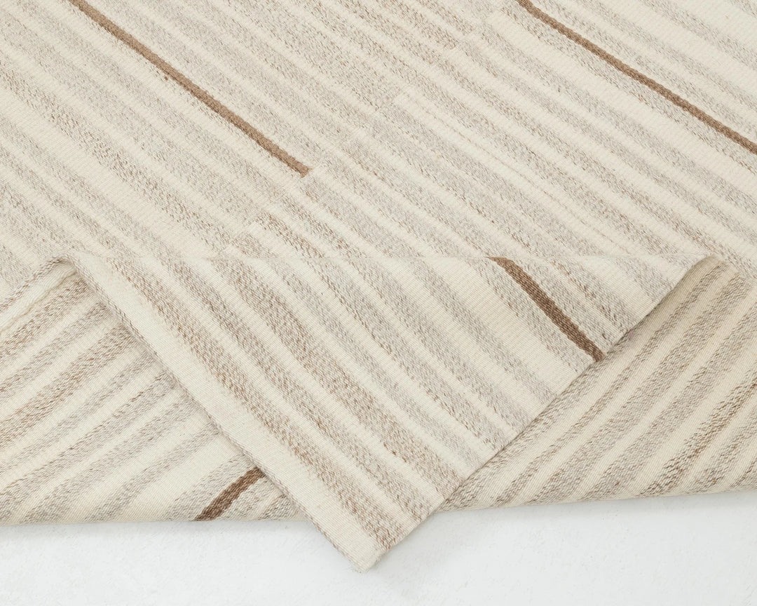 Beige Turkish Kilim Rug 9'6" x 12'10" Flat-Weave | No. VR73972