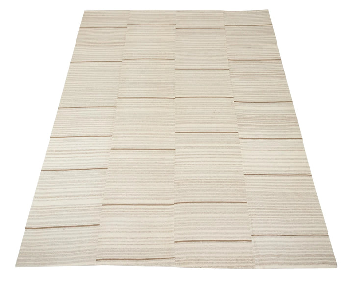 Beige Turkish Kilim Rug 9'6" x 12'10" Flat-Weave | No. VR73972