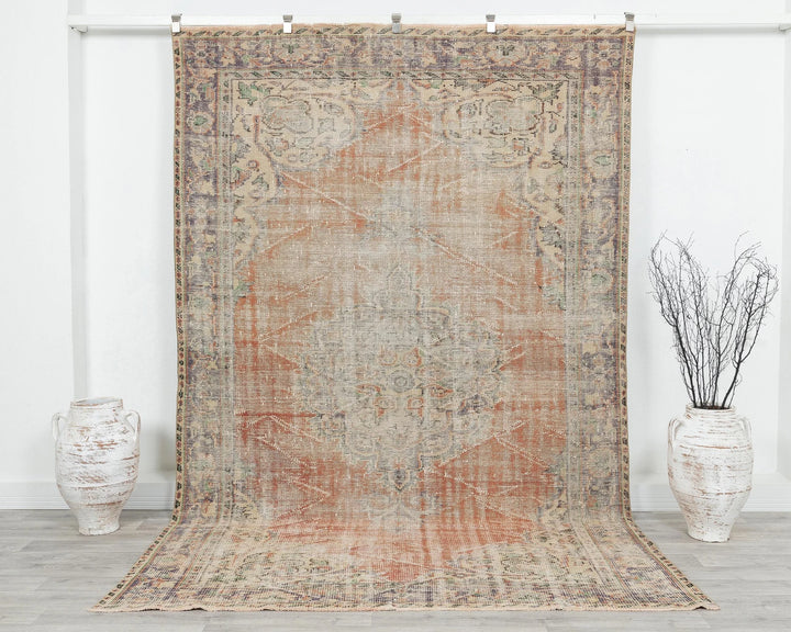 Multicolor Turkish Oushak Rug 6'2" x 9'8" Hand-Knotted | No. VR74012