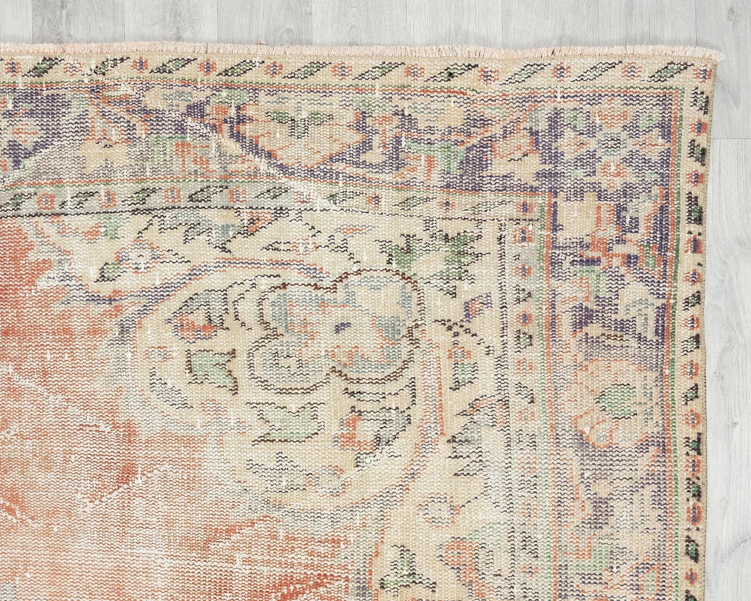 Multicolor Turkish Oushak Rug 6'2" x 9'8" Hand-Knotted | No. VR74012