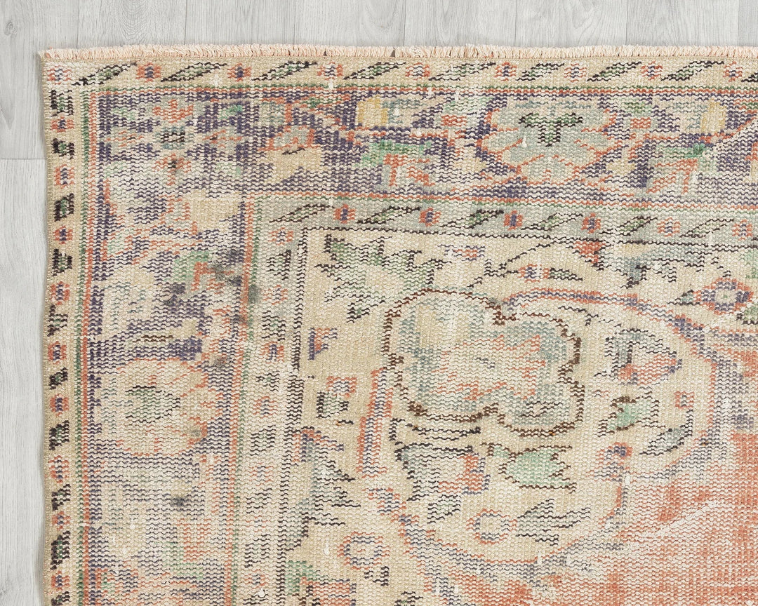 Multicolor Turkish Oushak Rug 6'2" x 9'8" Hand-Knotted | No. VR74012