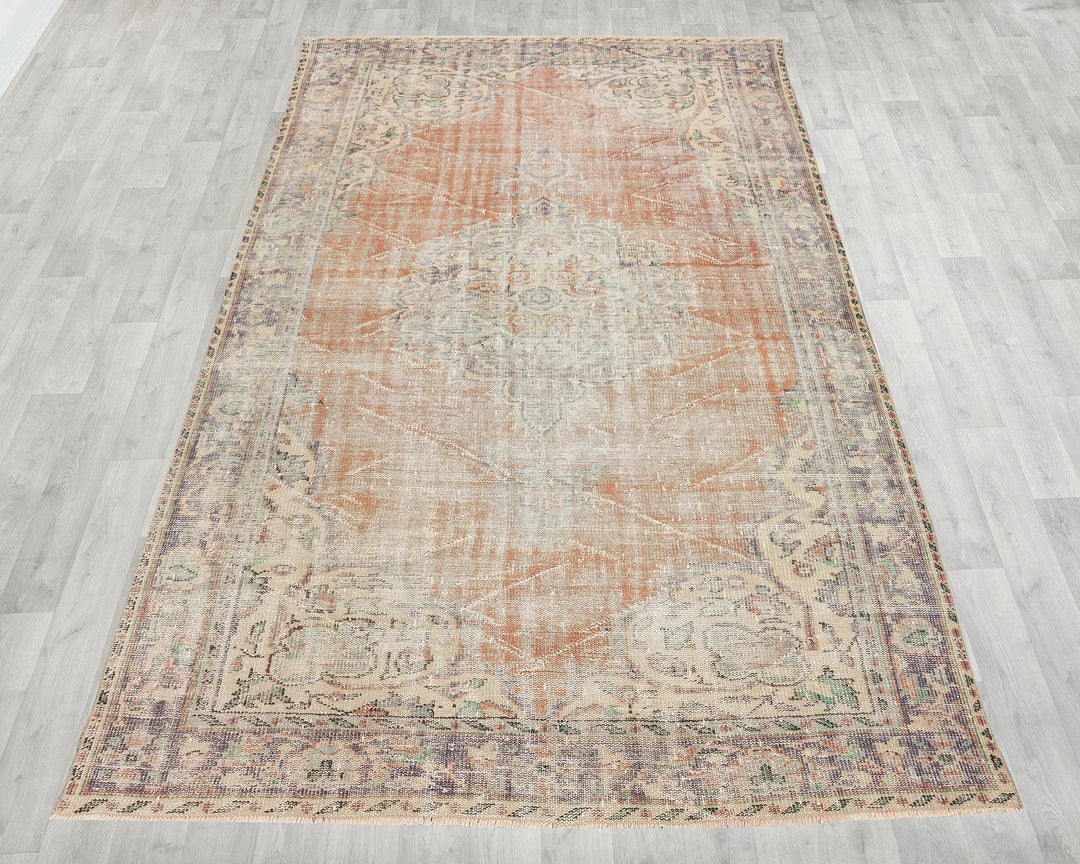 Multicolor Turkish Oushak Rug 6'2" x 9'8" Hand-Knotted | No. VR74012