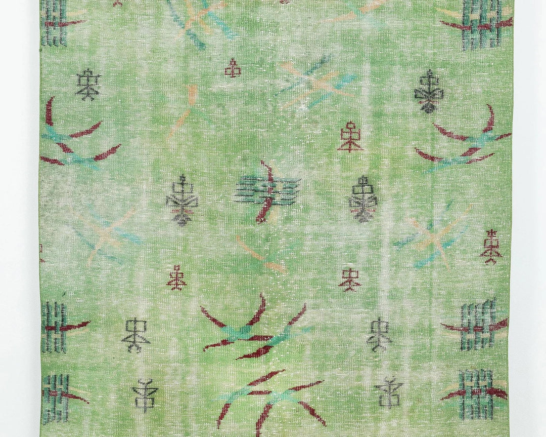 Green Turkish Oushak Rug 5' 5" x 8' 11" Hand-Knotted | No. VR74086