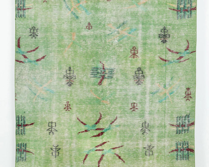 Green Turkish Oushak Rug 5' 5" x 8' 11" Hand-Knotted | No. VR74086