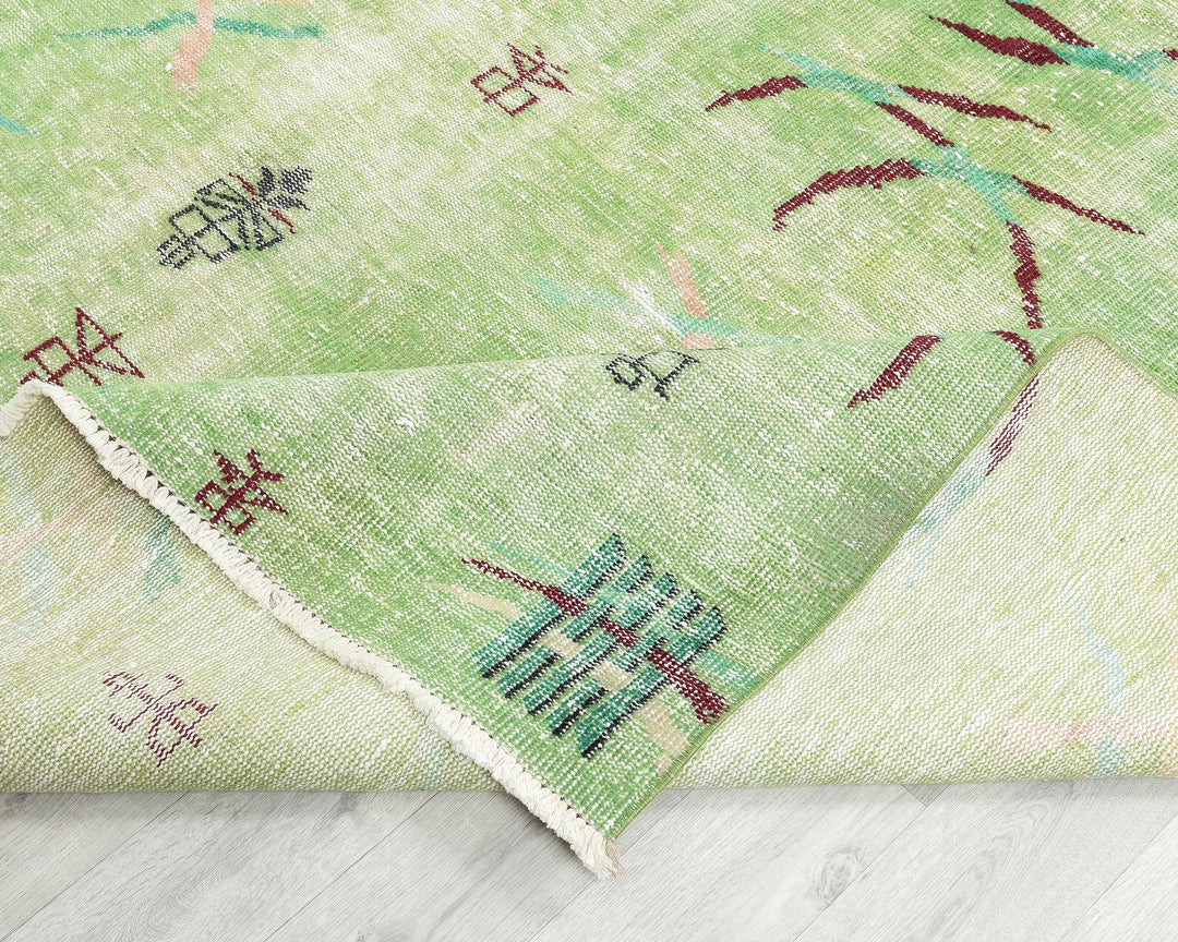 Green Turkish Oushak Rug 5' 5" x 8' 11" Hand-Knotted | No. VR74086