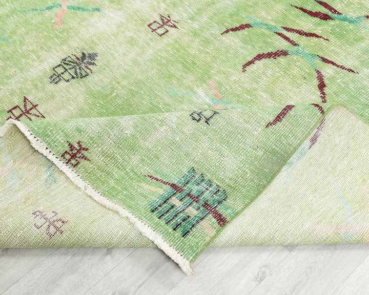 Green Turkish Oushak Rug 5' 5" x 8' 11" Hand-Knotted | No. VR74086