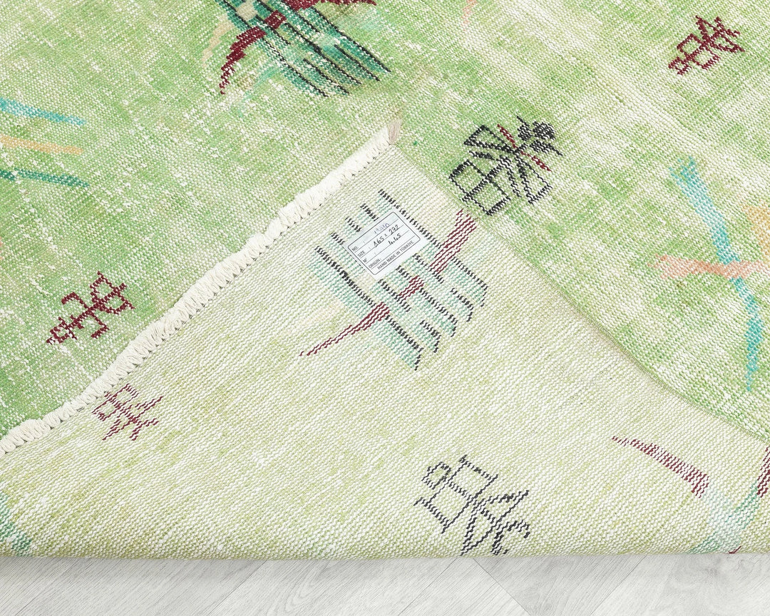 Green Turkish Oushak Rug 5' 5" x 8' 11" Hand-Knotted | No. VR74086