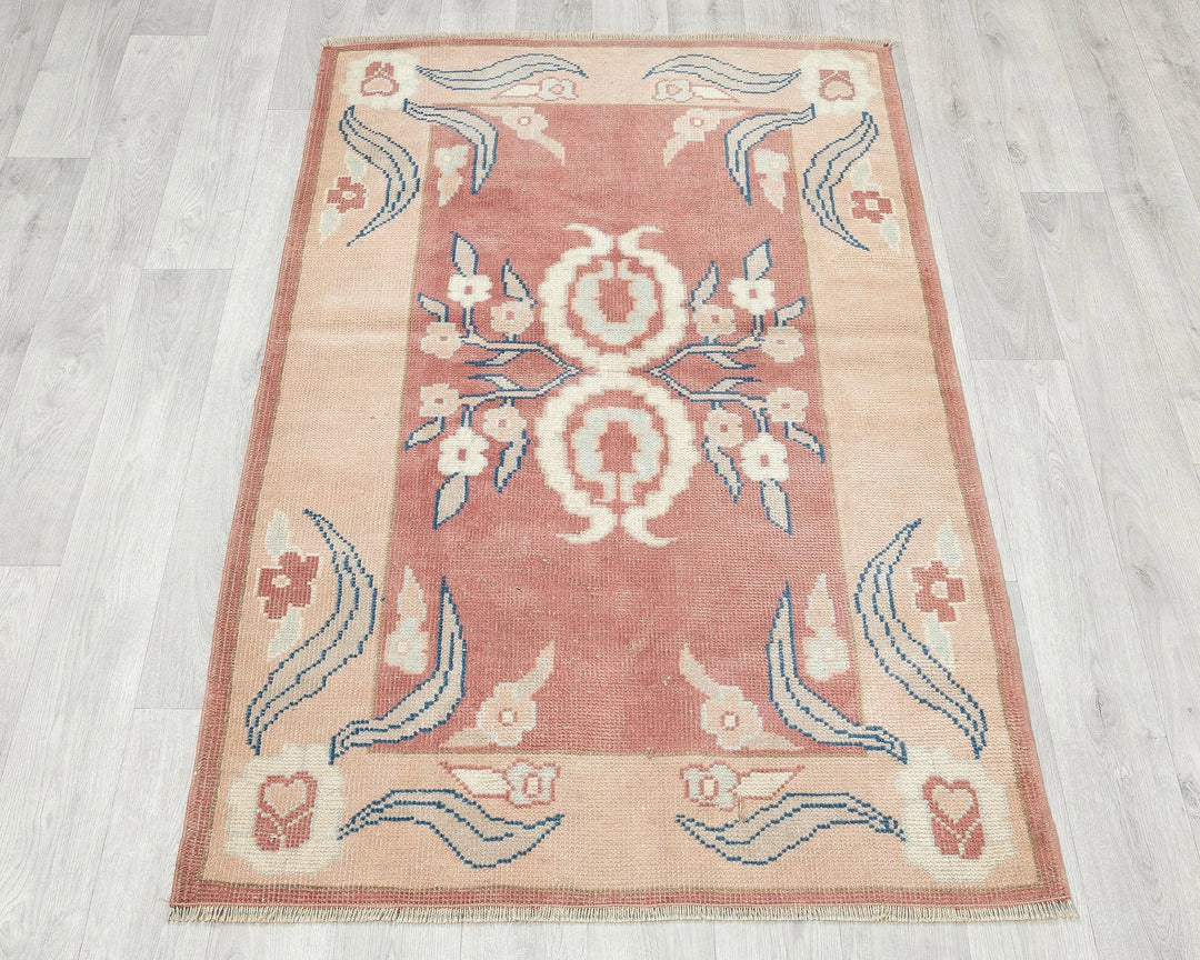 Multicolor Turkish Oushak Rug 3' x 4' 7" Hand-Knotted | No. VR74252